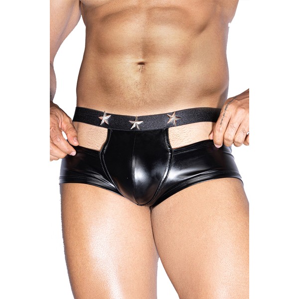Boxer sexy noir avec ouvertures  - J Lingerie